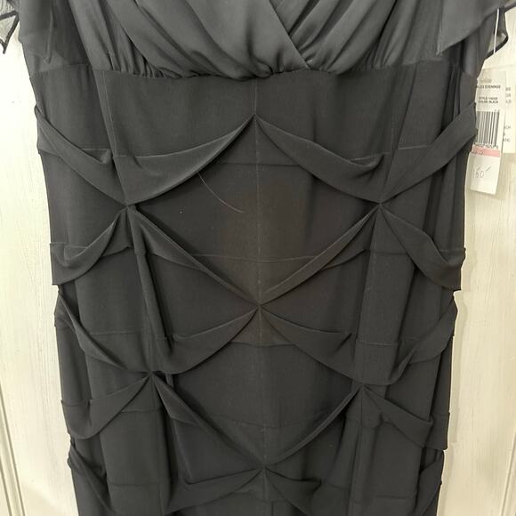 Alex Evenings Vtg Dress Whimsigoth Gothic Grunge Black Pleated Flutter Sleeve‎ - Picture 6 of 9